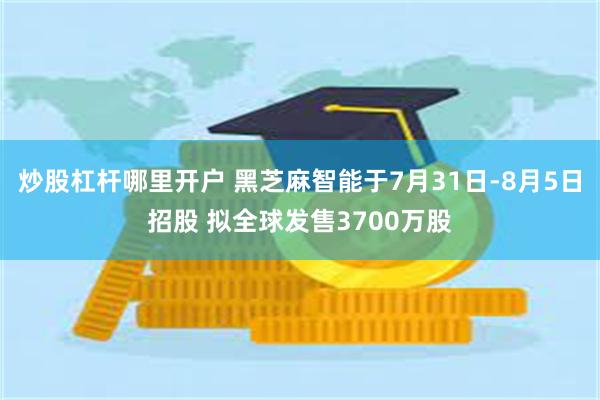 炒股杠杆哪里开户 黑芝麻智能于7月31日-8月5日招股 拟全球发售3700万股