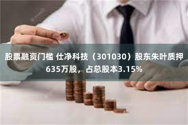 股票融资门槛 仕净科技（301030）股东朱叶质押635万股，占总股本3.15%